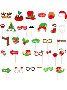 32pcs Christmas Party Photo Booth Prop,Christmas - Multicolor - View 7