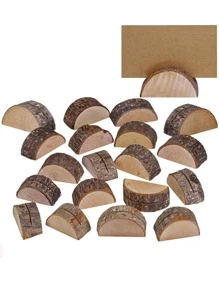 3pcs Simple Wooden Card Holder, Small Wood Slice Design Place Card Holder For Party - Multicolor - View 2