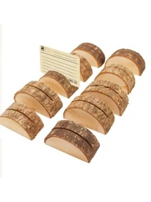 3pcs Simple Wooden Card Holder, Small Wood Slice Design Place Card Holder For Party - Multicolor - View 4