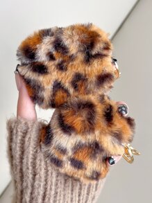Cheetah Print Apple Tortoise Shell Phone Case Leopard Print Plush Case Compatible With Airpods Compatible With Airpods1/2 AirPods Pro