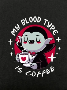 Typhoonic 字母卡通圖案T恤 - 黑色 - 查看 3