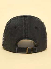 Men Letter Embroidered Ripped Baseball Cap - Dark Grey - View 3