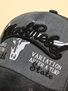 Men Letter Embroidered Ripped Baseball Cap - Dark Grey - View 4