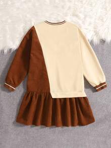 SHEIN Niñas Sudadera con estampado de dibujos animados y letra bajo con fruncido - Multicolor - Ver 2