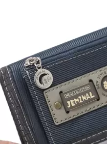 JEMINAL 钩环帆布学生钱包 女士男士钱包 钱包小钱包 男士钱包 真皮 - 藍色 - 查看 2
