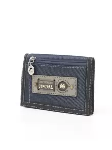 JEMINAL 钩环帆布学生钱包 女士男士钱包 钱包小钱包 男士钱包 真皮 - 藍色 - 查看 4