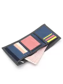 JEMINAL 钩环帆布学生钱包 女士男士钱包 钱包小钱包 男士钱包 真皮 - 藍色 - 查看 7