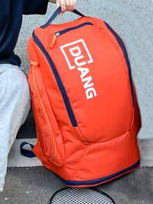 Hombres Mochila neón naranja con estampado de letra de viaje - Naranja Coral - Ver 3