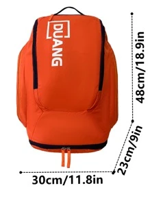 Hombres Mochila neón naranja con estampado de letra de viaje - Naranja Coral - Ver 7