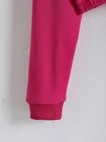 SHEIN EZwear Sudadera unicolor escote V - Rosa Fucsia - Ver 5