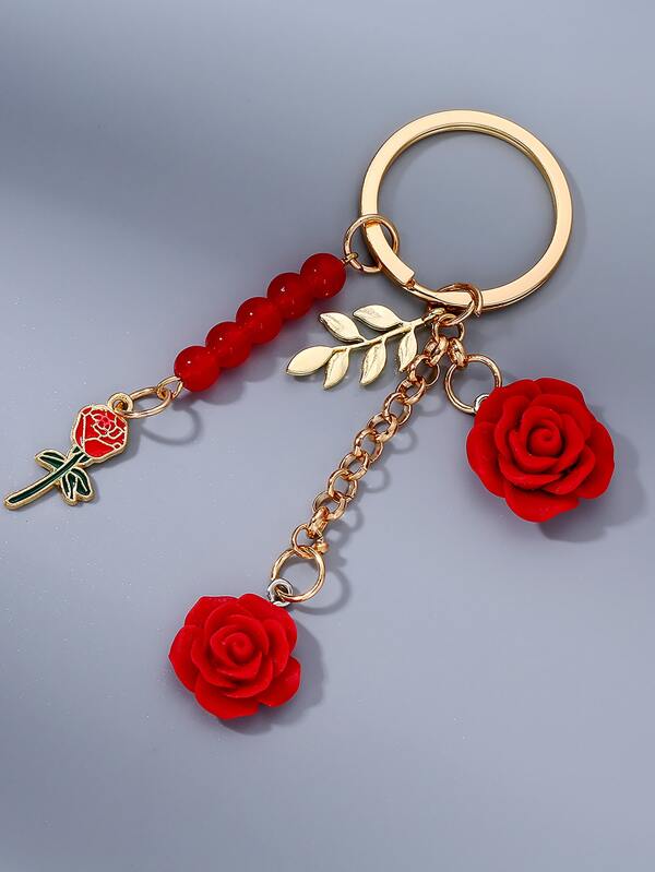 1 قطعة سلسلة مفاتيح زهرة وردة مزينة بالخرز للنساء، بطراز ياباني، من الراتنج والكاميليا، مشبك دائري من السبائك المعدنية، سلسلة مفاتيح للسيارة، تزيين الحقيبة، عيد الحب، عيد الأم، عيد ميلاد للأصدقاء، اكسسوارات السيارة في عيد الحب، تزيين الحقيبة، هدايا عيد الميلاد المدرسية، هدايا جوثيك كيوت Y2K