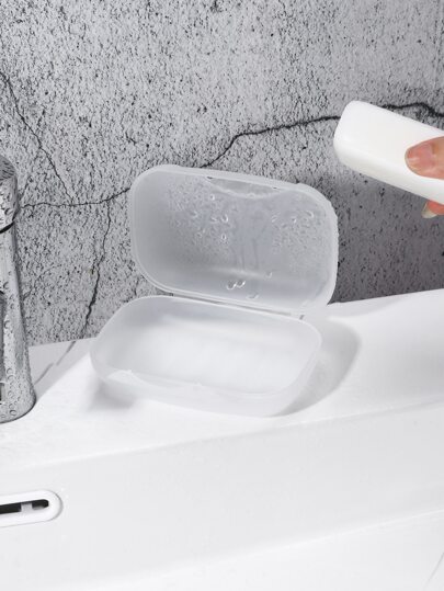1pc Clear Portable Waterproof Soap Dish, Simple Plastic Portable Soap Dish For Bathroom Home Bathroom Decor Fall Decor Back To School