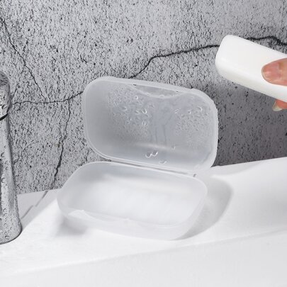 1pc Clear Portable Waterproof Soap Dish, Simple Plastic Portable Soap Dish For Bathroom Home Bathroom Decor Fall Decor Back To School