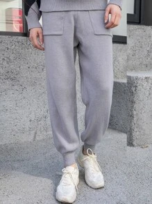 Manfinity Men Argyle Pattern Drop Shoulder Jumper & Slant Pocket Knit Trousers - Multicolor - View 7