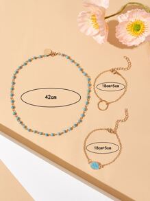 3 cái vòng tay trang trí màu ngọc lam - Nhiều màu - Xem 3