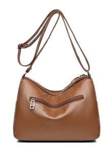 极简主义流浪包，送给妈妈的母亲节礼物 - 棕色 - 查看 2