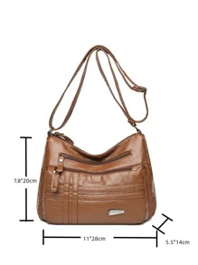 极简主义流浪包，送给妈妈的母亲节礼物 - 棕色 - 查看 3