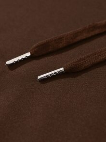 ROMWE MEN Rick and Morty | ROMWE Guys Letter Cartoon Graphic Kangaroo Pocket Drawstring Hoodie - Coffee Brown - View 6