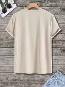 Manfinity Homme Hombres Camiseta con estampado de piña - Caqui - Ver 2