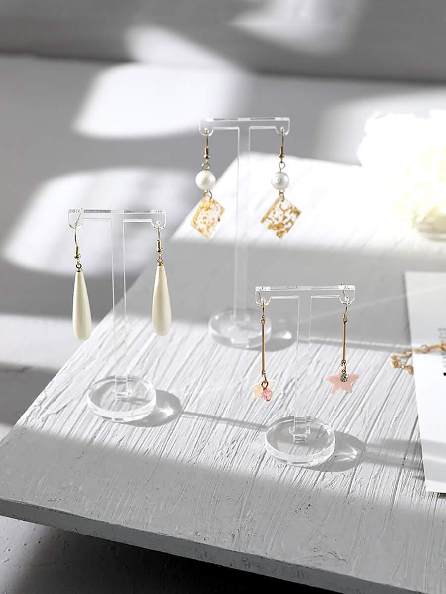 3件套透明可拆卸耳环收纳架，情人节/开学礼物 - 無色 - 查看 1