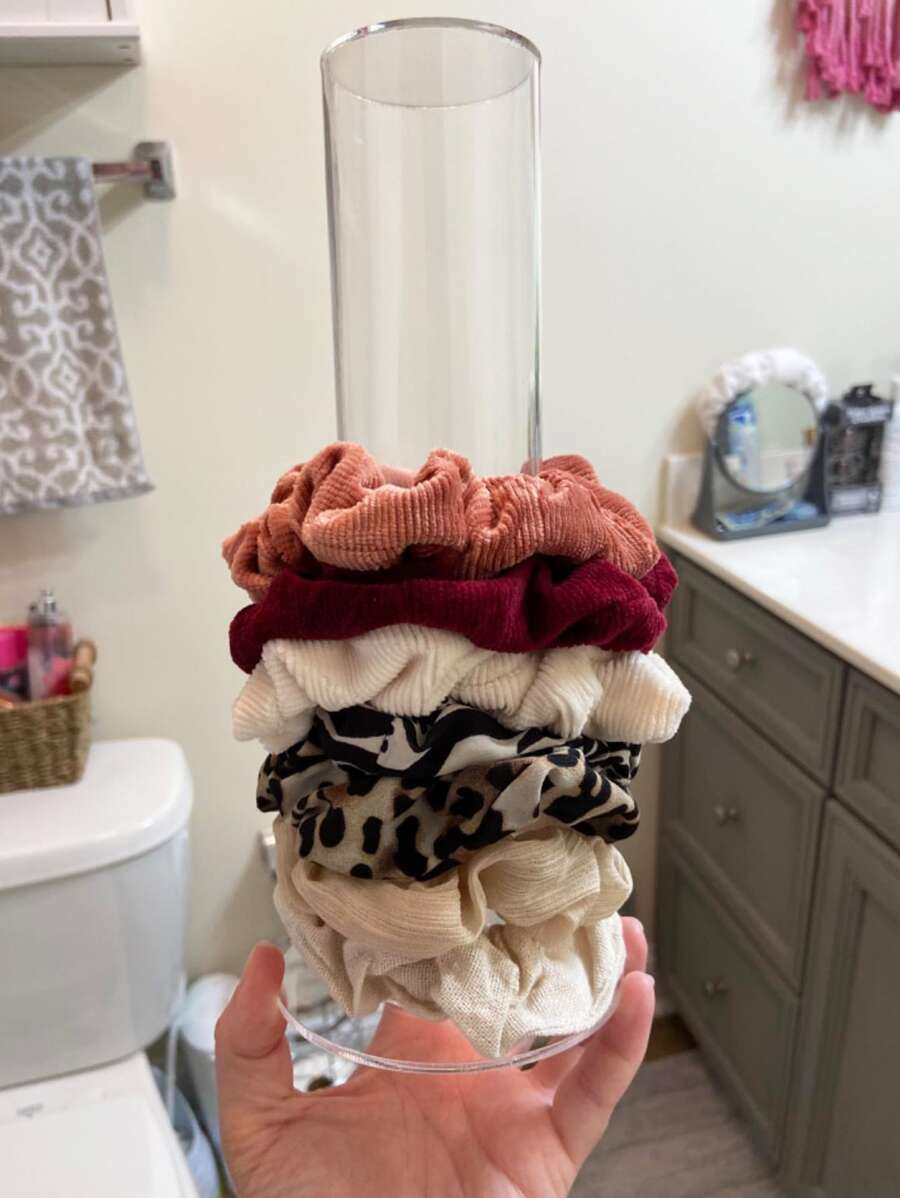 1pc Clear Scrunchie Storage Rack, Hair Tie Storage Tube, For Household - Clear - View 1