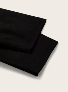 SHEIN LUNE Plus Solid Double Breasted Pleated Detail Hooded Coat - Black - View 3