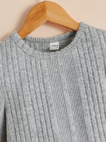 SHEIN 女孩雙色荷葉邊下擺T恤 - 灰色 - 查看 4