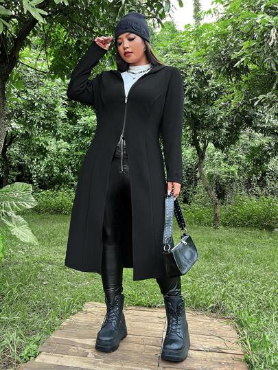Plus Zip Up Hooded Coat