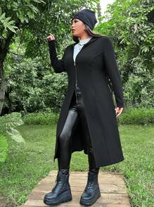 ROMWE PUNK Abrigo con capucha con cremallera - Negro - Ver 4