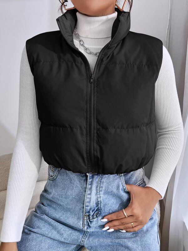 SHEIN EZwear Zip Up Puffer Vest Coat SHEIN UK