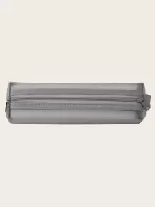1pc Plain Color Pencil Bag - Grey - View 1