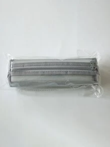 1pc Plain Color Pencil Bag - Grey - View 2