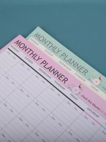1入組隨機A4月度計畫冊筆記本,簡約風商業和辦公室用品和學生配件,可撕開便簽簿 - 彩色 - 查看 6