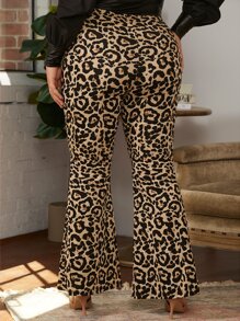 SHEIN Clasi 大碼豹紋印花喇叭褲 - 彩色 - 查看 2