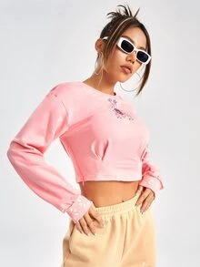 Heidi Maldonado Quần áo thể thao nữ Xù Dây kéo Hoa Giải trí - Màu Hồng  San hô - Xem 6