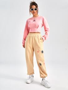 Heidi Maldonado Quần áo thể thao nữ Xù Dây kéo Hoa Giải trí - Màu Hồng  San hô - Xem 7