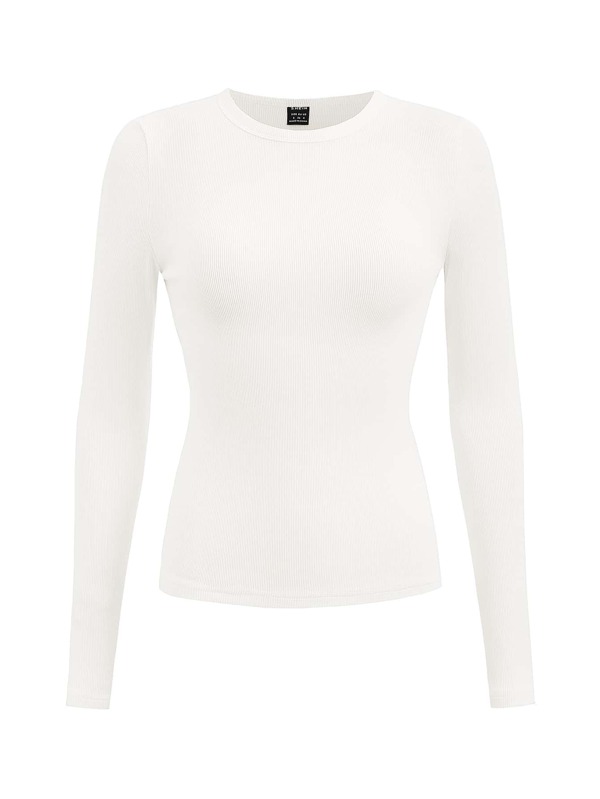 SHEIN BASICS Rib-knit Solid Tee