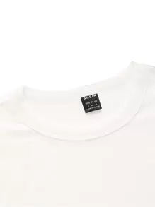 SHEIN BASICS Camiseta unicolor tejido de canalé