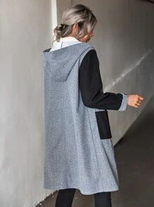 SHEIN LUNE Áo khoác ngoài nữ Túi Nút phía trước Khối Màu Giải trí - Nhiều màu - Xem 2
