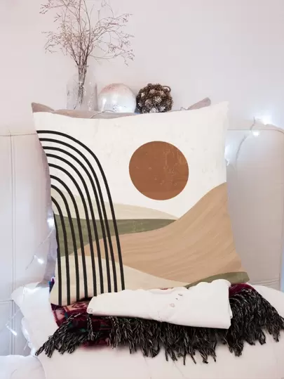 Morandi Poliéster Funda De Almohada Temporada Decoración Dormitorios Y Salones Massif Red Sun