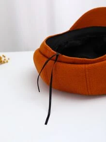 1pc Ladies' Wearable Octagonal Cap Simple Beret, Suitable For Daily Wear And Warm - Orange - View 3