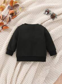 Baby Boy Letter Graphic Sweatshirt - Black - View 2