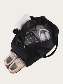 Large Capacity Letter Graphic Training Bag Travel Bag - Black - View 6