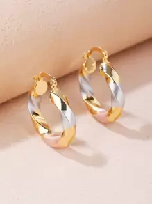 Bông tai vòng xoắn khối màu - Vàng - Xem 1
