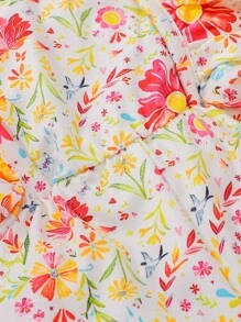 Baby Floral Print Ruffle Trim Romper - Multicolor - View 7