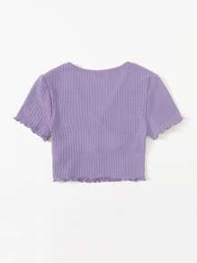 Muchica Surplice Neck Lettuce Trim Tee - Lilac Purple - View 2