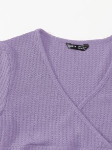 Muchica Surplice Neck Lettuce Trim Tee - Lilac Purple - View 4