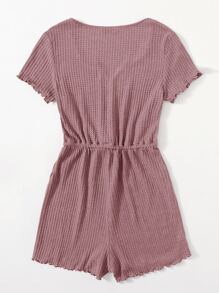 SHEIN LUNE Áo liền quần Dây kéo màu trơn Giải trí - Bụi hồng - Xem 2