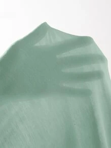 SHEIN EZwear Drawstring Side Solid Tee - Mint Green - View 5