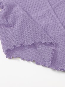 Muchica Surplice Neck Lettuce Trim Tee - Lilac Purple - View 5